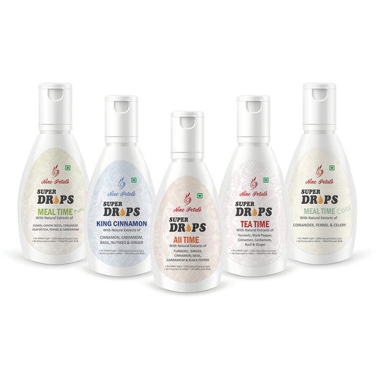 Super Drops Family Pack - All Time + Tea Time + Meal Time Punch + Meal Time Cool + King Cinnamon 30ml + 30ml For All Ages